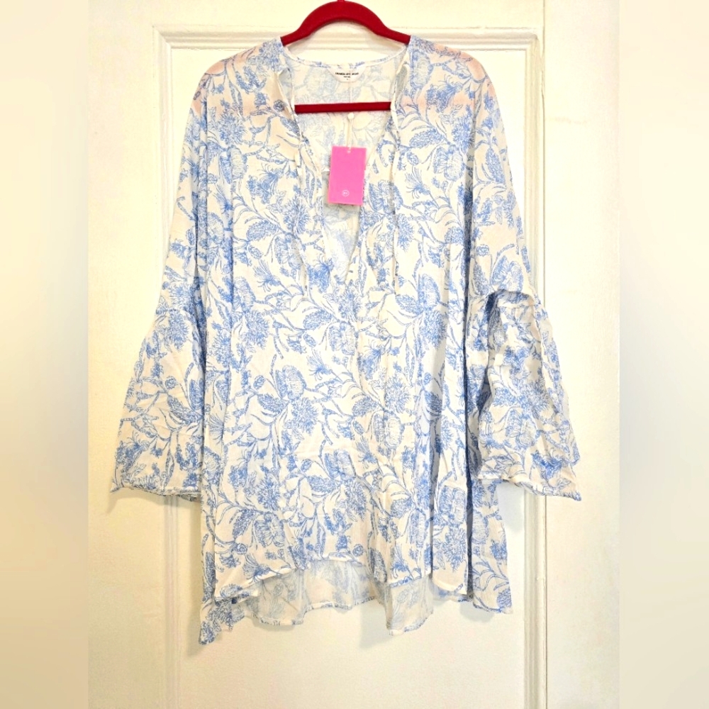 NWT Amanda Uprichard Blue & White Idris Floral Cover-Up Dress - One Size - Picture 6 of 7